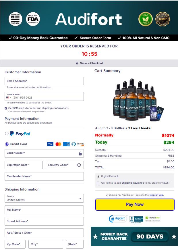 Audifort Official Website Secure Order Page